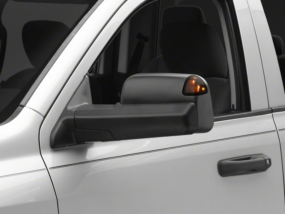 RedRock Powered Heated Towing Mirrors with Smoked Turn Signals; Black (09-18 RAM 1500) - Image 4