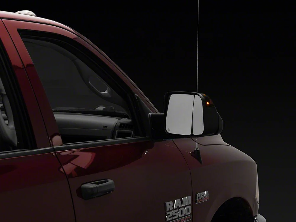 RedRock Powered Heated Towing Mirrors with Smoked Turn Signals; Black (10-18 RAM 3500) - Image 10