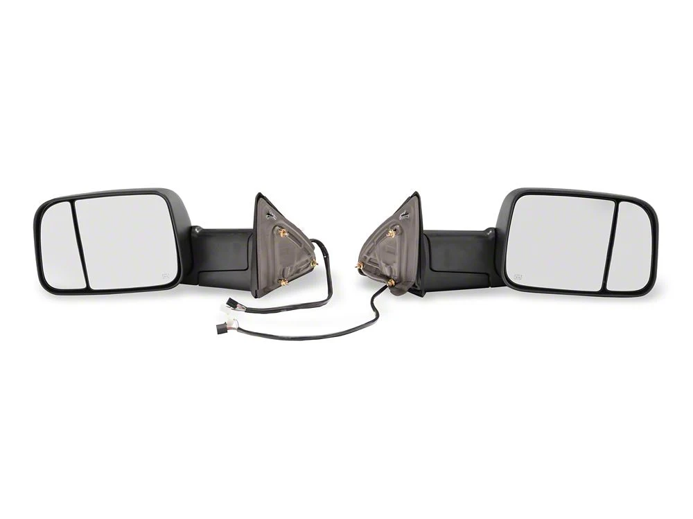 RedRock Powered Heated Towing Mirrors with Smoked Turn Signals; Black (10-18 RAM 3500) - Image 2
