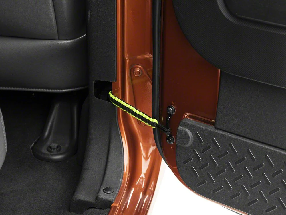 RedRock Rear Paracord Door Limit Straps; Black and Neon Green (07-18 Jeep Wrangler JK 4-Door) - Image 2