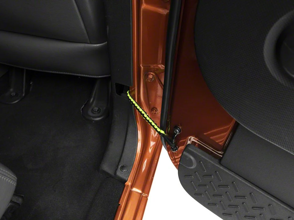 RedRock Rear Paracord Door Limit Straps; Black and Neon Green (07-18 Jeep Wrangler JK 4-Door) - Image 4