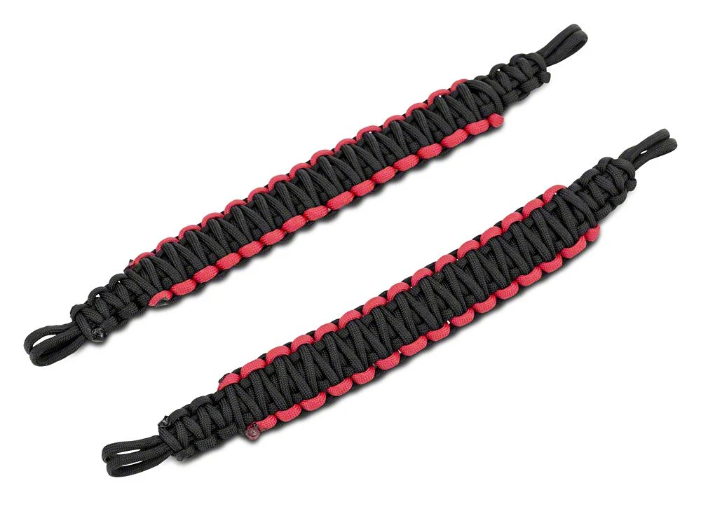 RedRock Rear Soundbar Paracord Grab Handles; Black and Red (07-17 Jeep Wrangler JK 4-Door) - Image 3
