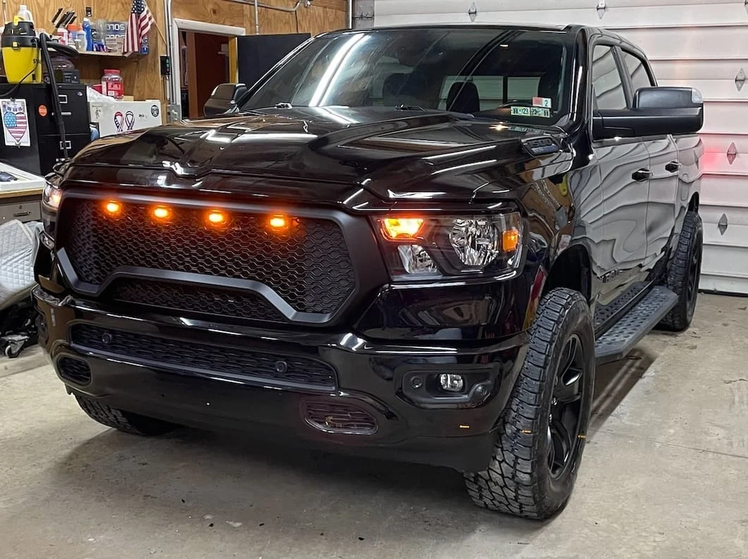 RedRock Rebel Style Upper Replacement Grille with LED DRL; Matte Black (19-24 RAM 1500 Big Horn, Laramie, Lone Star, Tradesman, Excluding Classic) - Image 16