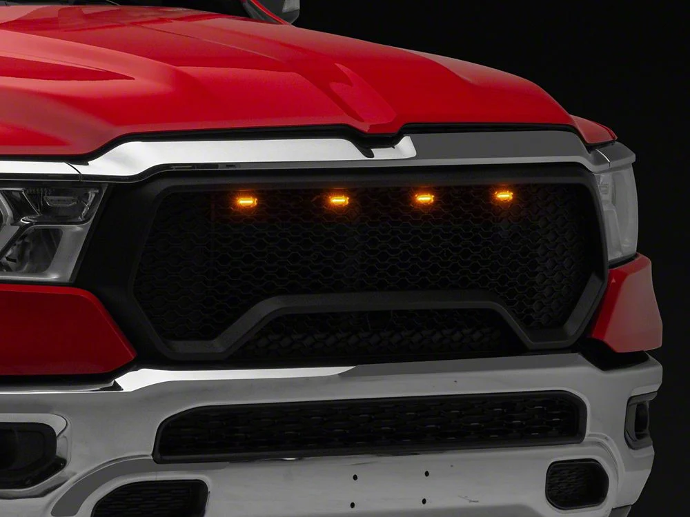 RedRock Rebel Style Upper Replacement Grille with LED DRL; Matte Black (19-24 RAM 1500 Big Horn, Laramie, Lone Star, Tradesman, Excluding Classic) - Image 4