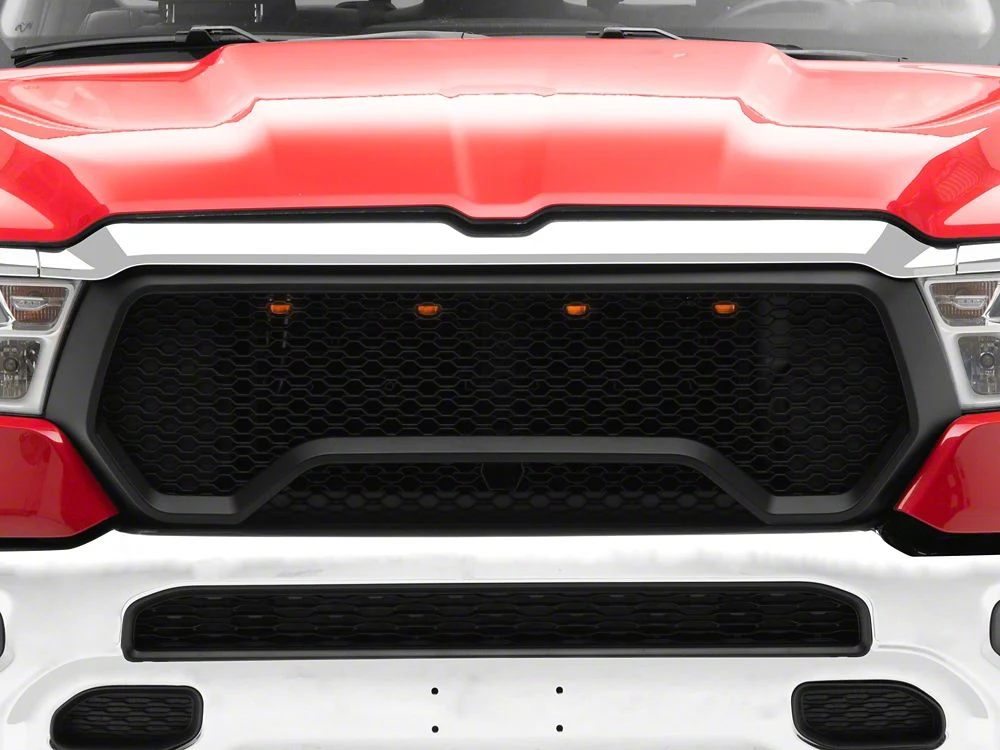 RedRock Rebel Style Upper Replacement Grille with LED DRL; Matte Black (19-24 RAM 1500 Big Horn, Laramie, Lone Star, Tradesman, Excluding Classic) - Image 8