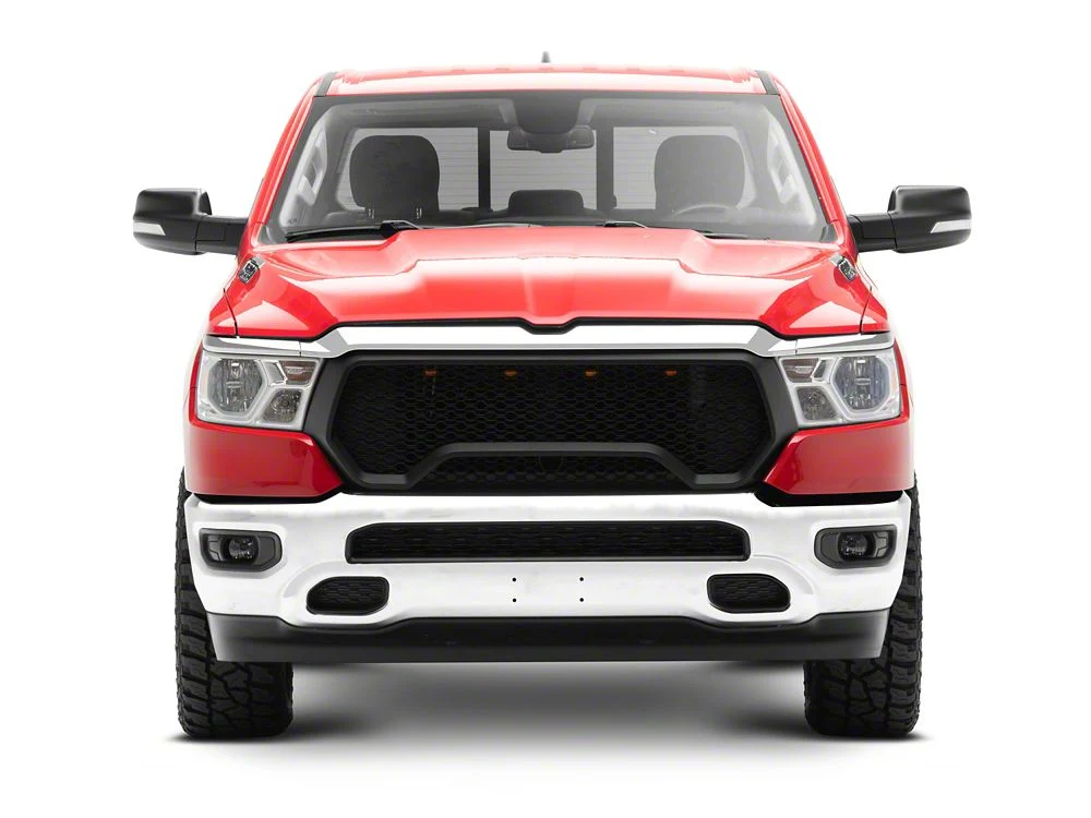 RedRock Rebel Style Upper Replacement Grille with LED DRL; Matte Black (19-24 RAM 1500 Big Horn, Laramie, Lone Star, Tradesman, Excluding Classic) - Image 9
