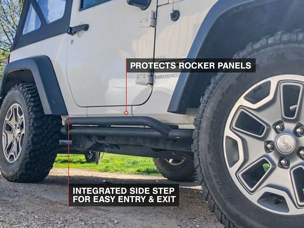 RedRock Rocker Guards; Textured Black (07-18 Jeep Wrangler JK 2-Door) - Image 3