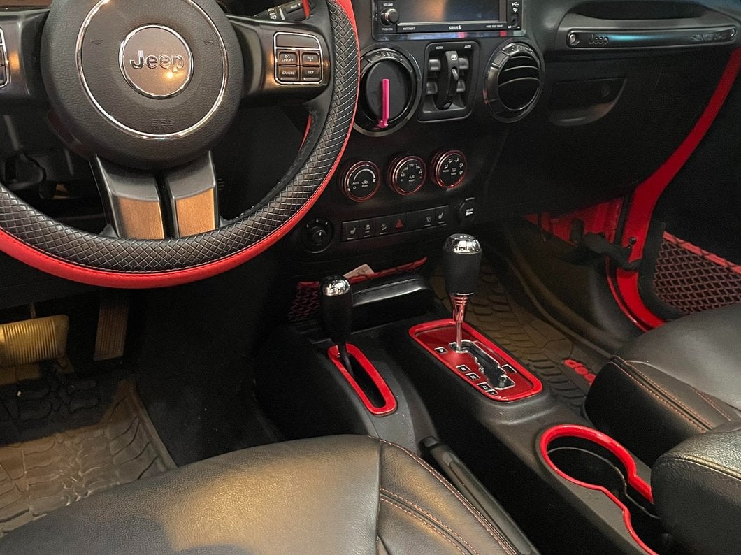 RedRock Shifter and Cup Holder Bezel Trim Set; Red (11-18 Jeep Wrangler JK w/ Automatic Transmission) - Image 10