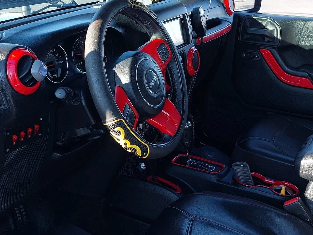RedRock Shifter and Cup Holder Bezel Trim Set; Red (11-18 Jeep Wrangler JK w/ Automatic Transmission) - Image 9