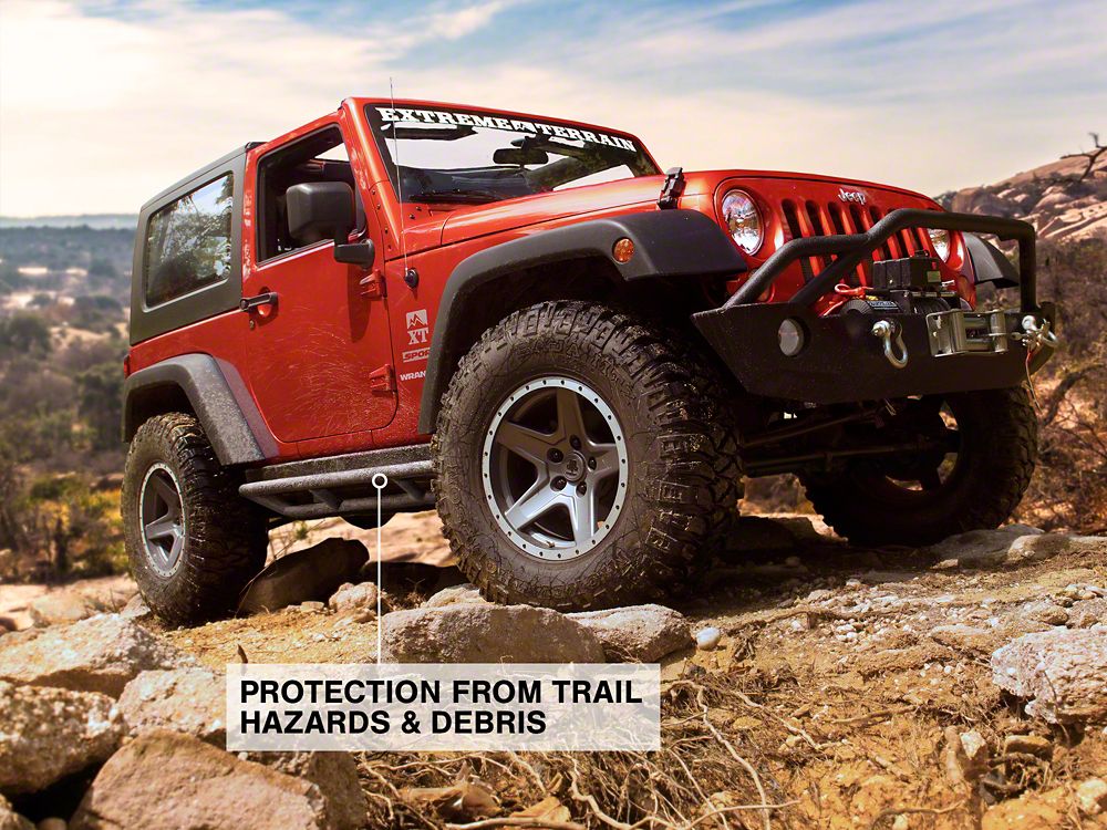 RedRock Side Armor; Textured Black (07-18 Jeep Wrangler JK 4-Door) - Image 9