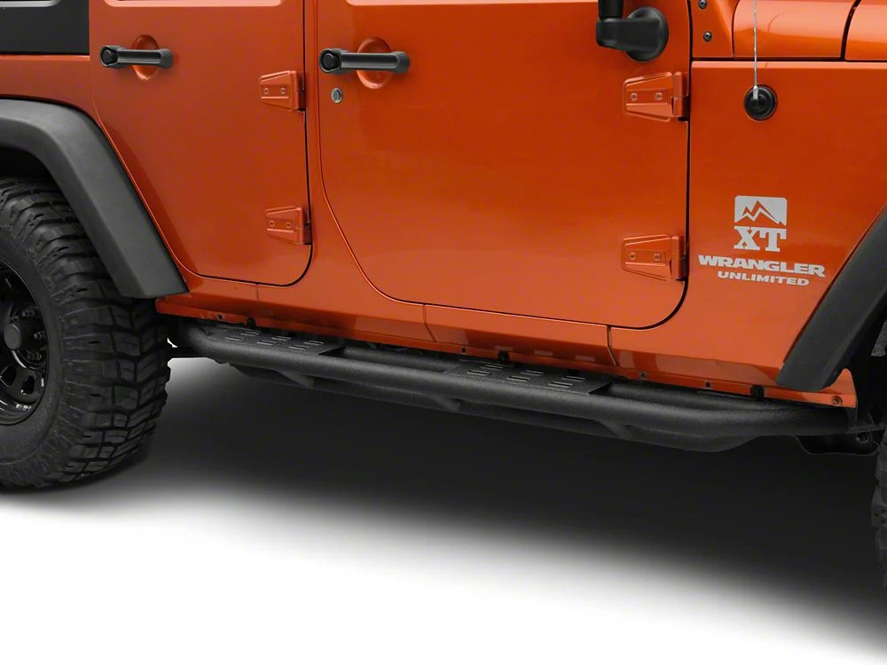 RedRock Side Armor with Step Pads; Textured Black (07-18 Jeep Wrangler JK 4-Door) - Image 2