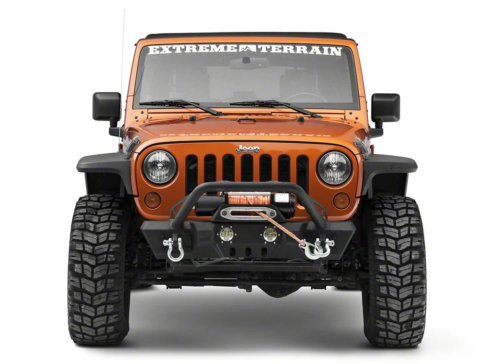 RedRock Stubby Winch Front Bumper with LED Fog Lights and Over-Rider Hoop (07-18 Jeep Wrangler JK) - Image 4