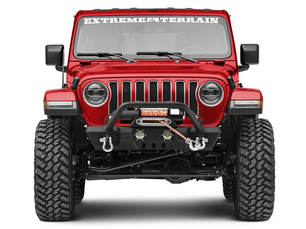 RedRock Stubby Winch Front Bumper with LED Fog Lights and Over-Rider Hoop (18-25 Jeep Wrangler JL) - Image 2