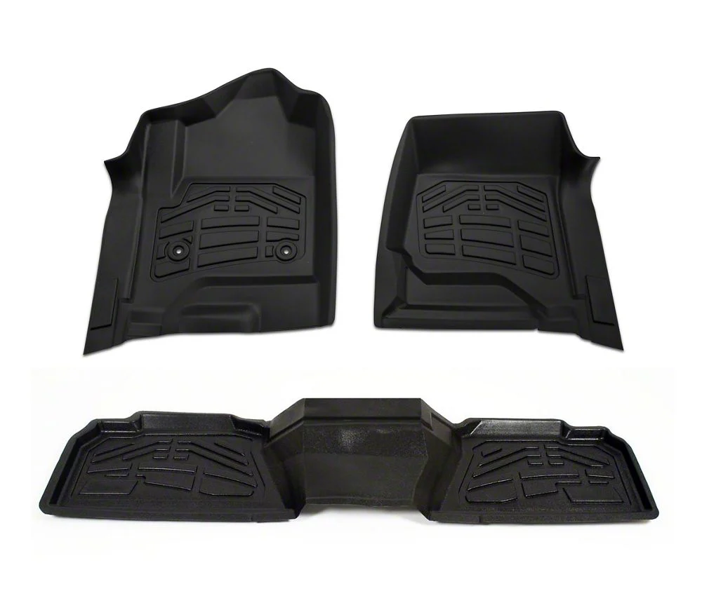 RedRock Sure-Fit Front and Second Row Floor Liners; Black (14-18 Silverado 1500 Crew Cab)