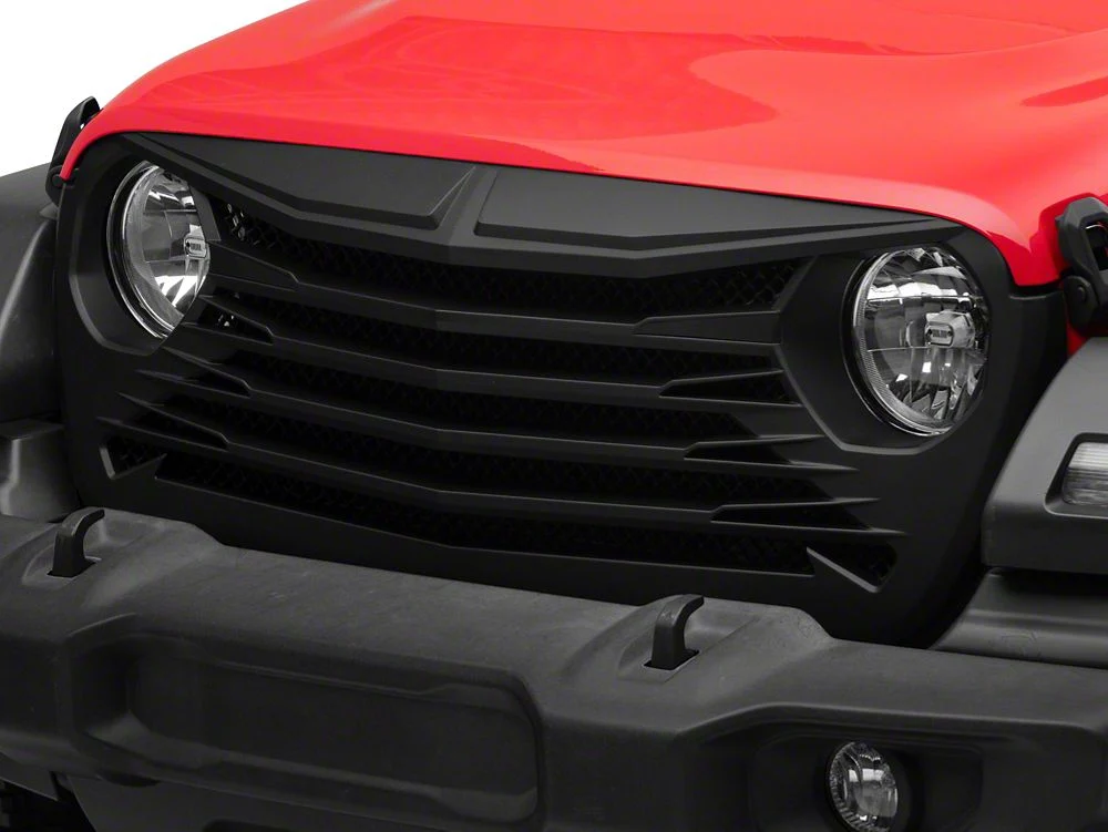 RedRock Tomahawk Grille; Matte Black (18-25 Jeep Wrangler JL)