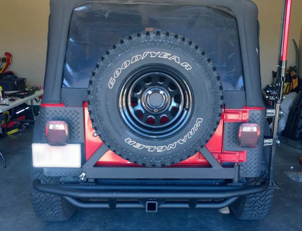 RedRock Tubular Rock Crawler Rear Bumper with Tire Carrier; Textured Black (97-06 Jeep Wrangler TJ) - Image 18