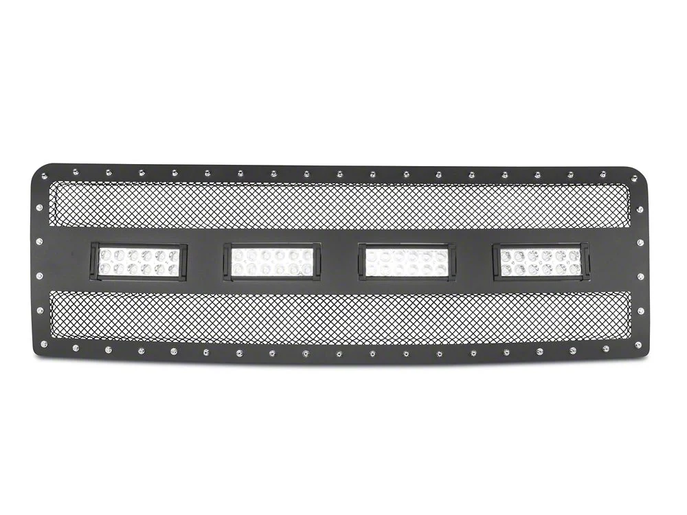 RedRock Wire Mesh Upper Grille Insert, Rivets and LED Lighting; Black (09-14 F-150, Excluding Raptor) - Image 6