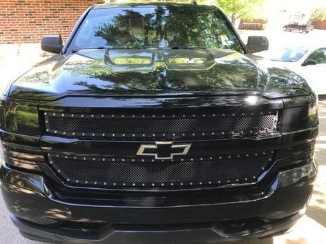 RedRock Wire Mesh Upper Overlay Grille with Rivets; Black (16-18 Silverado 1500 w/o Z71 Package) - Image 12