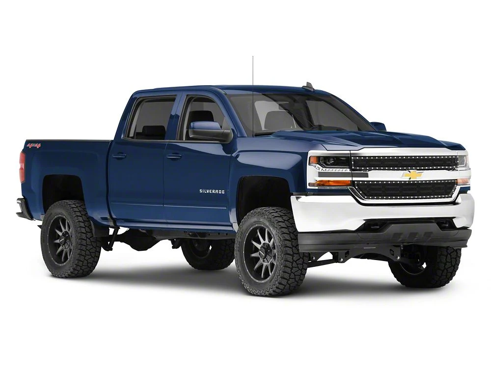 RedRock Wire Mesh Upper Overlay Grille with Rivets; Black (16-18 Silverado 1500 w/o Z71 Package) - Image 4